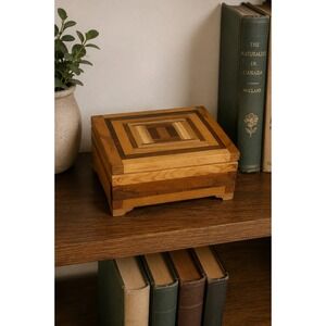 Handmade Wooden Keepsake Box Green Rustic Cottagecore Storage Chest Layering